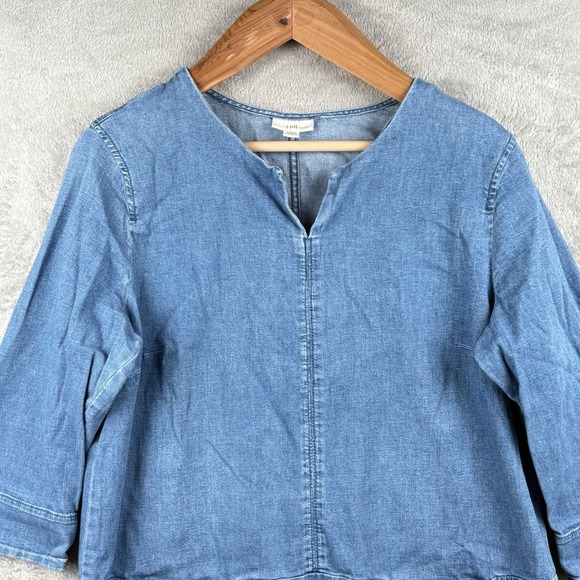 J. Jill Denim Dress Womens 16 Blue Jean V-Neck Cotton Stretch Pockets 3/4 Sleeve - Picture 4 of 11